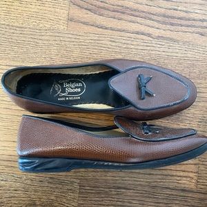 Belgian Shoes Lizard Calf Midinette size 7.5 M